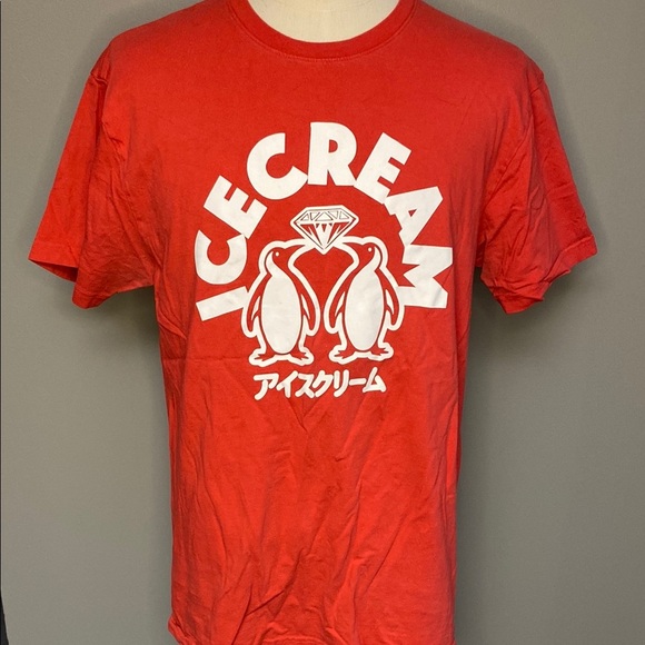 Icecream Graphic Print T-Shirt in Red Cotton (sz XL) - Picture 1 of 7